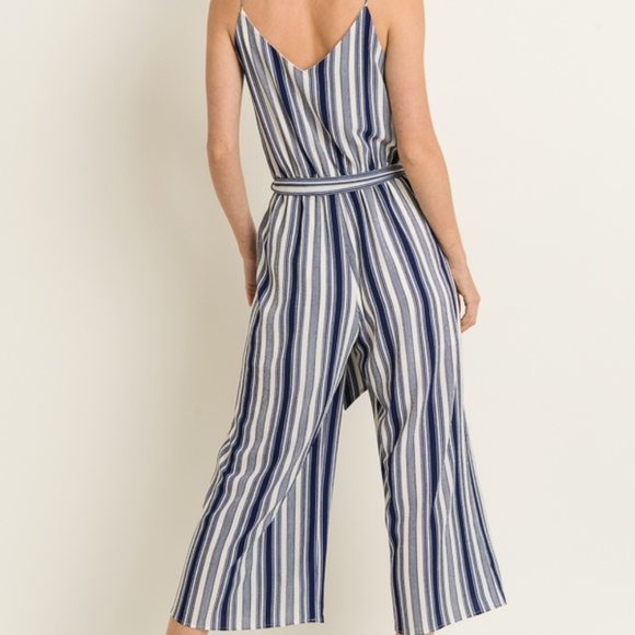 NWT Navy white Striped Jumper Jumpsuit - Picture 3 of 5